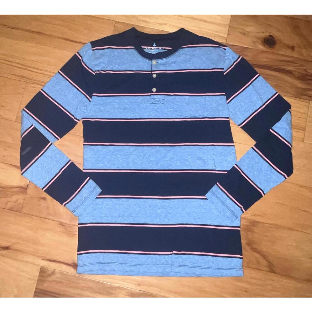 CREWCUTS BOYS BLUE & PINK L/S HENLEY SIZE 16 EXCELLENT COND LD7
